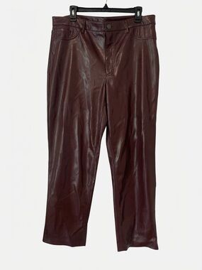 Joie Burgundy Red Maroon Faux Leather Pants Size 14 Like New